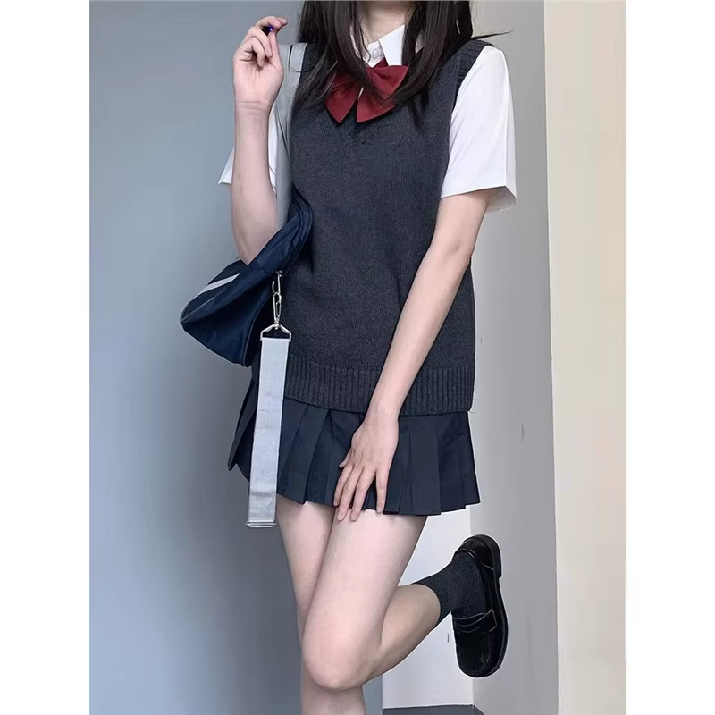 Original 12 couleurs JK uniforme gilet Style japonais col en v pull automne sans manches femmes tricoté pull frais doux école...
