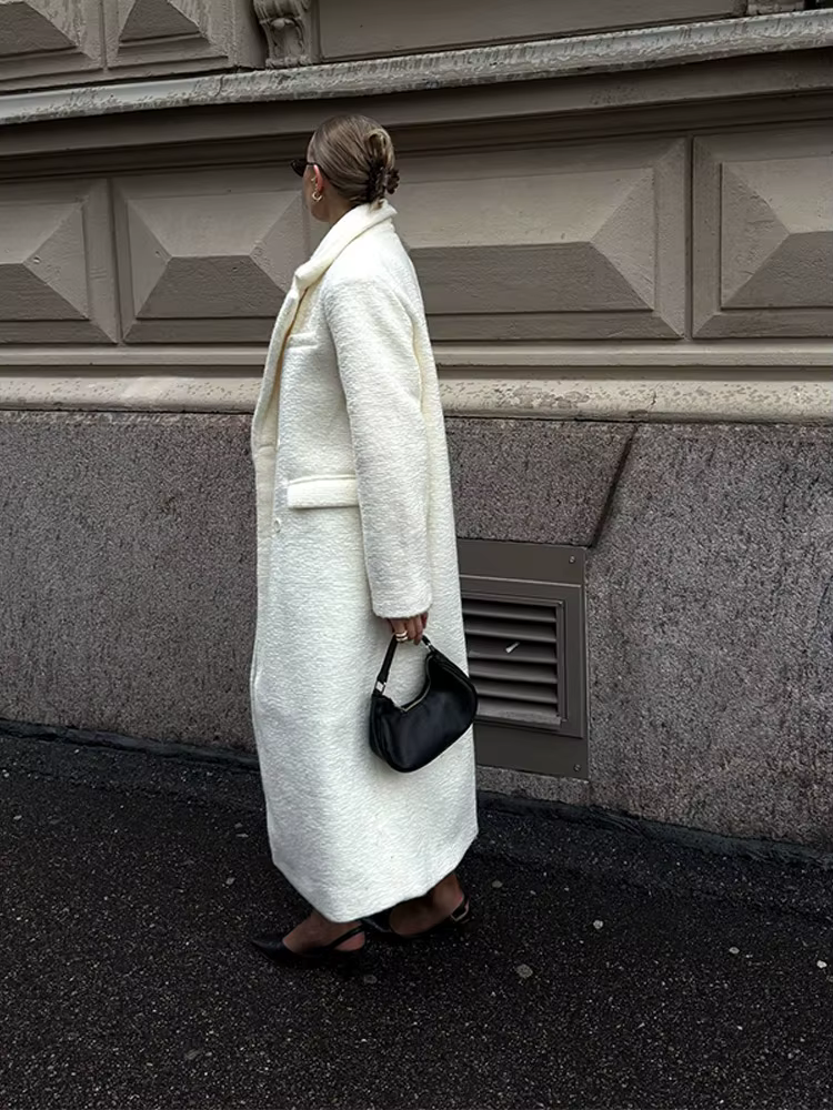 Manteaux longs pour femmes Teddy laine revers pardessus veste de luxe femme manches longues automne hiver manteau chaud Chic dame nouveaux vêtements d'extérieur