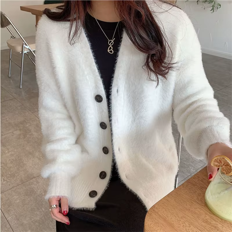 Pull en vison de Style paresseux japonais pour femme