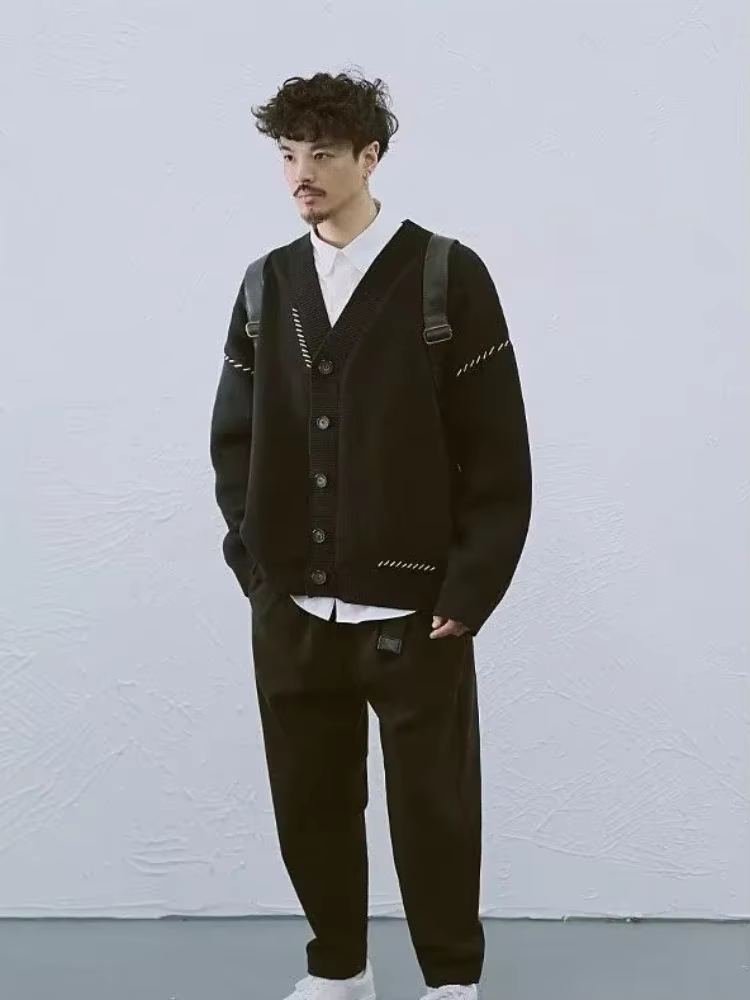 Chandails tricotés pour hommes manteau japonais rétro homme vêtements veste noir Cardigan hiver 2025 classique Sheap concepteur de luxe coton
