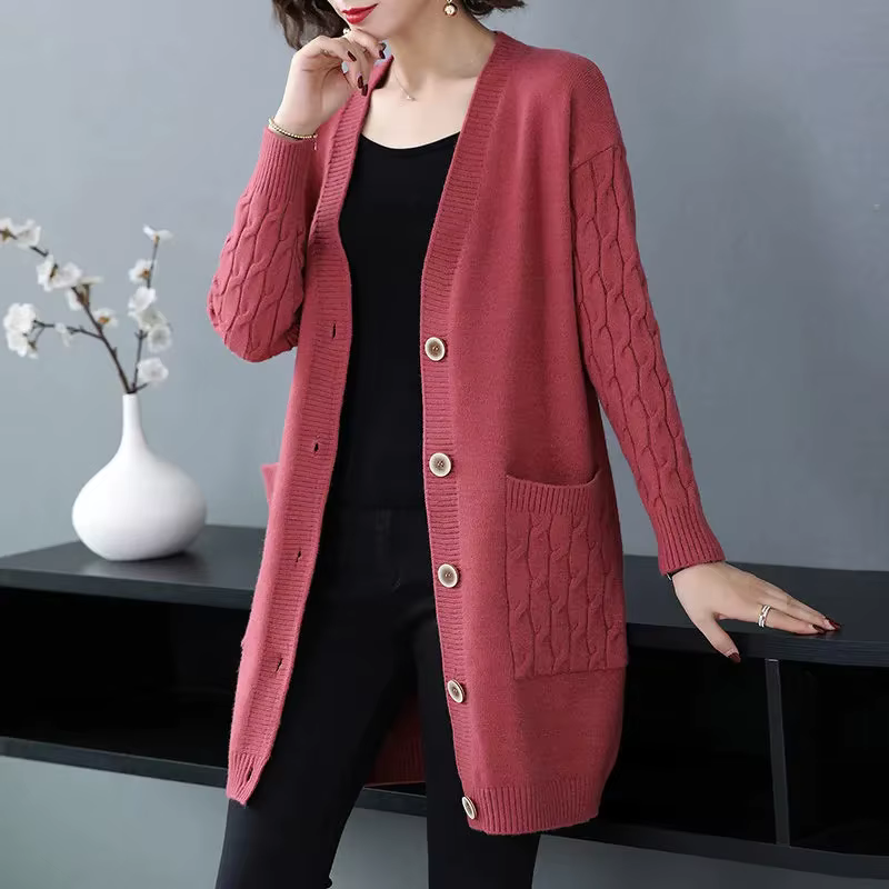 Dames pull veste 2025 automne hiver col en v être tout-match femmes tricot Cardigan