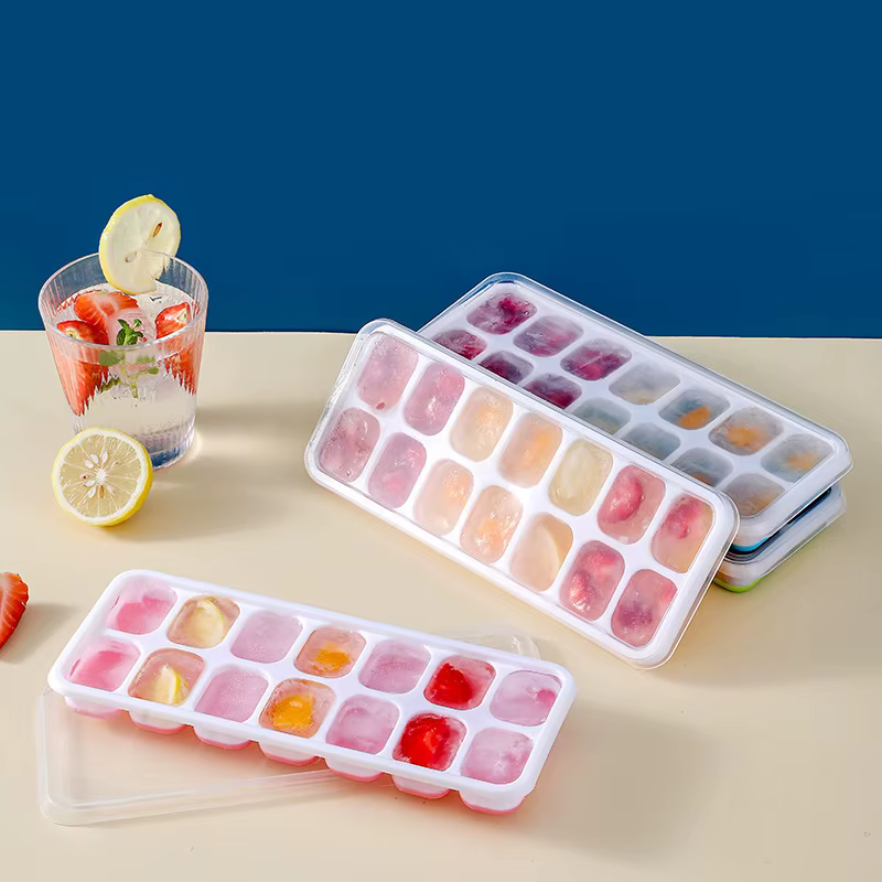 Plateaux à glaçons à 14 grilles, moule à glace en Silicone avec couvercle amovible, moule à Popsicle fait maison pour congélateur à Cocktail, outils de Bar de cuisine