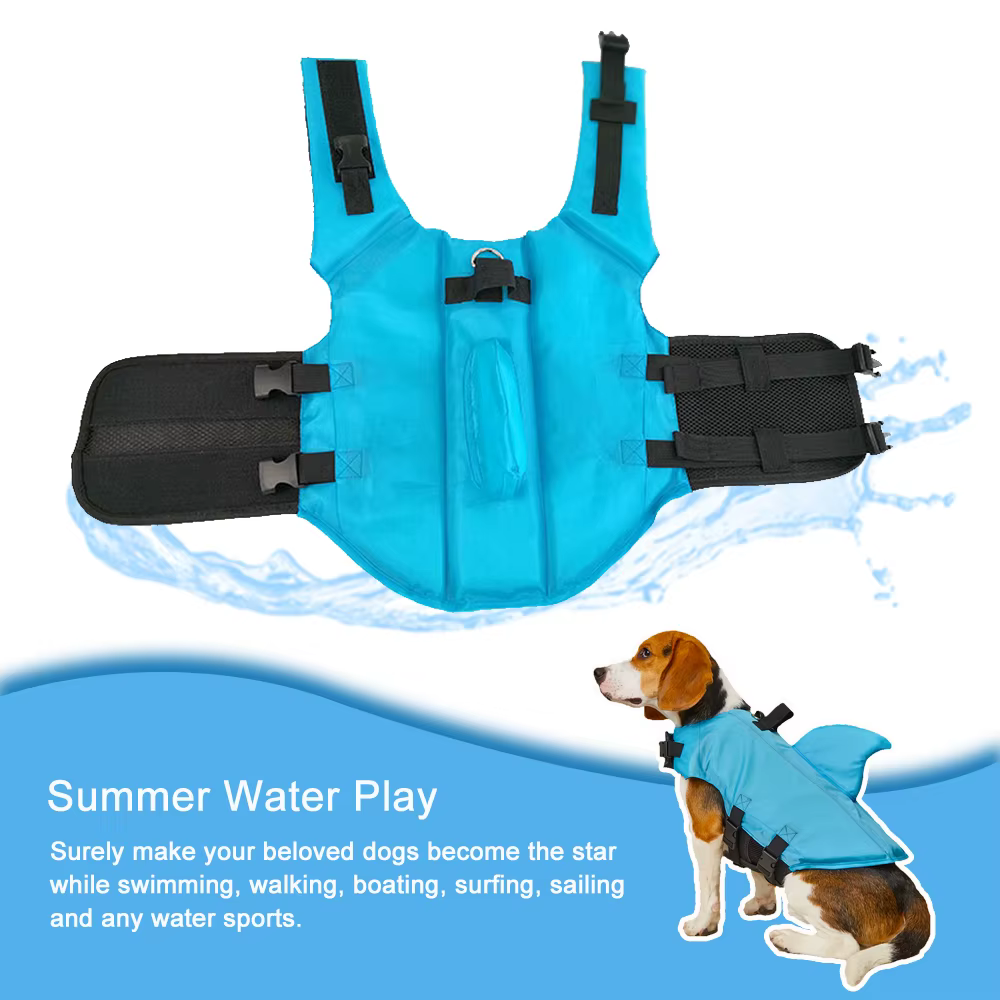 Gilet de sauvetage pour chien requin, flottabilité améliorée, vêtements de natation pour petits chiens, gilet de sécurité avec poignée pour chiens de taille moyenne et grande, surf