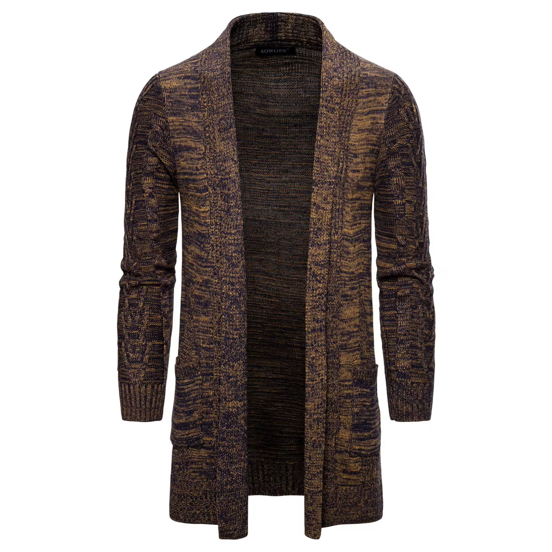 Cardigan long et confortable pour homme, manteau de couleur unie