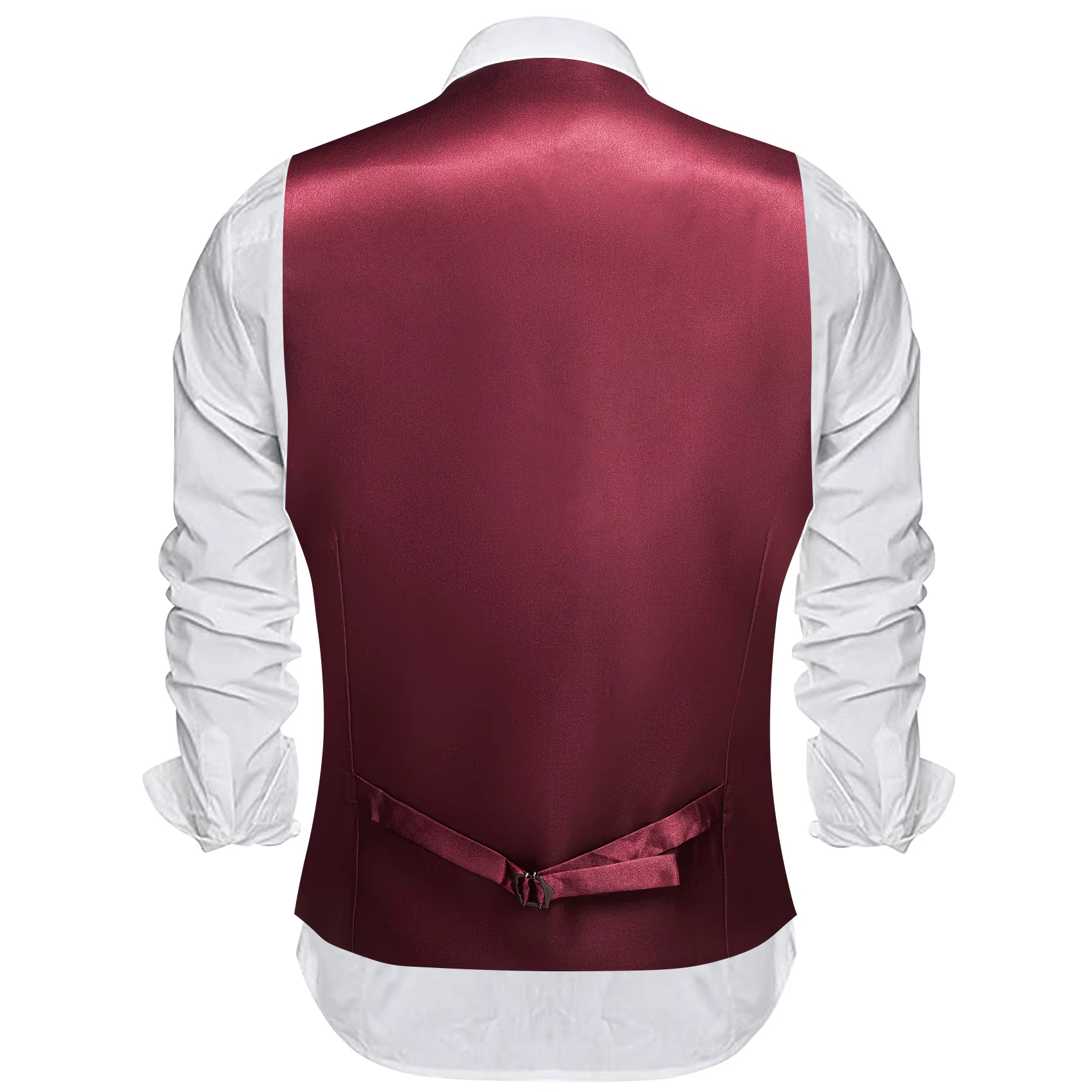 Gilet de luxe pour homme, rouge bordeaux uni, en satin, coupe ajustée, pour mariage, soirée formelle, affaires, veste sans manches
