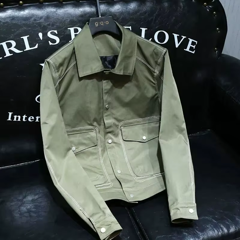 Veste à col pour hommes, marque tendance, décontractée et Simple, Version coréenne, coupe cintrée, veste Cool et élégante