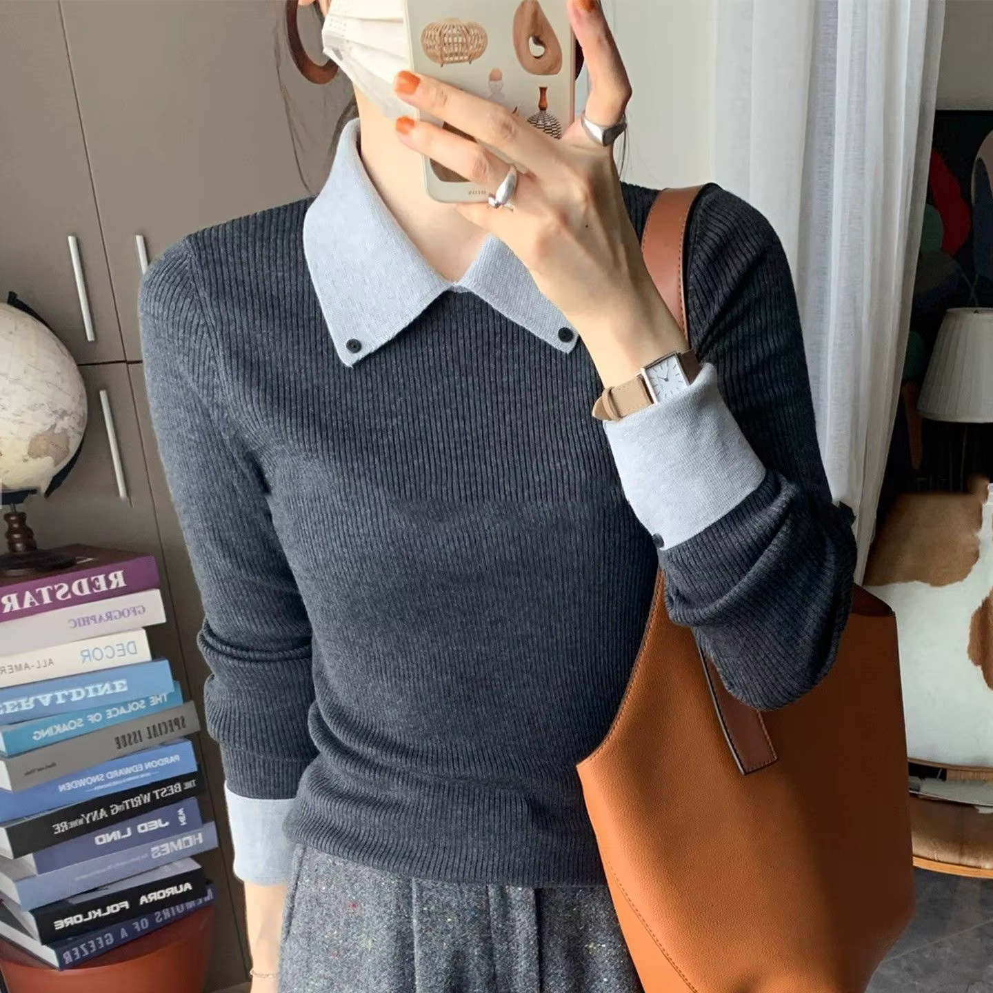 Femmes pull col chaud automne hiver chemises à bascule mode coréenne Kitted pulls à manches longues Slim Fit sous-vêtements