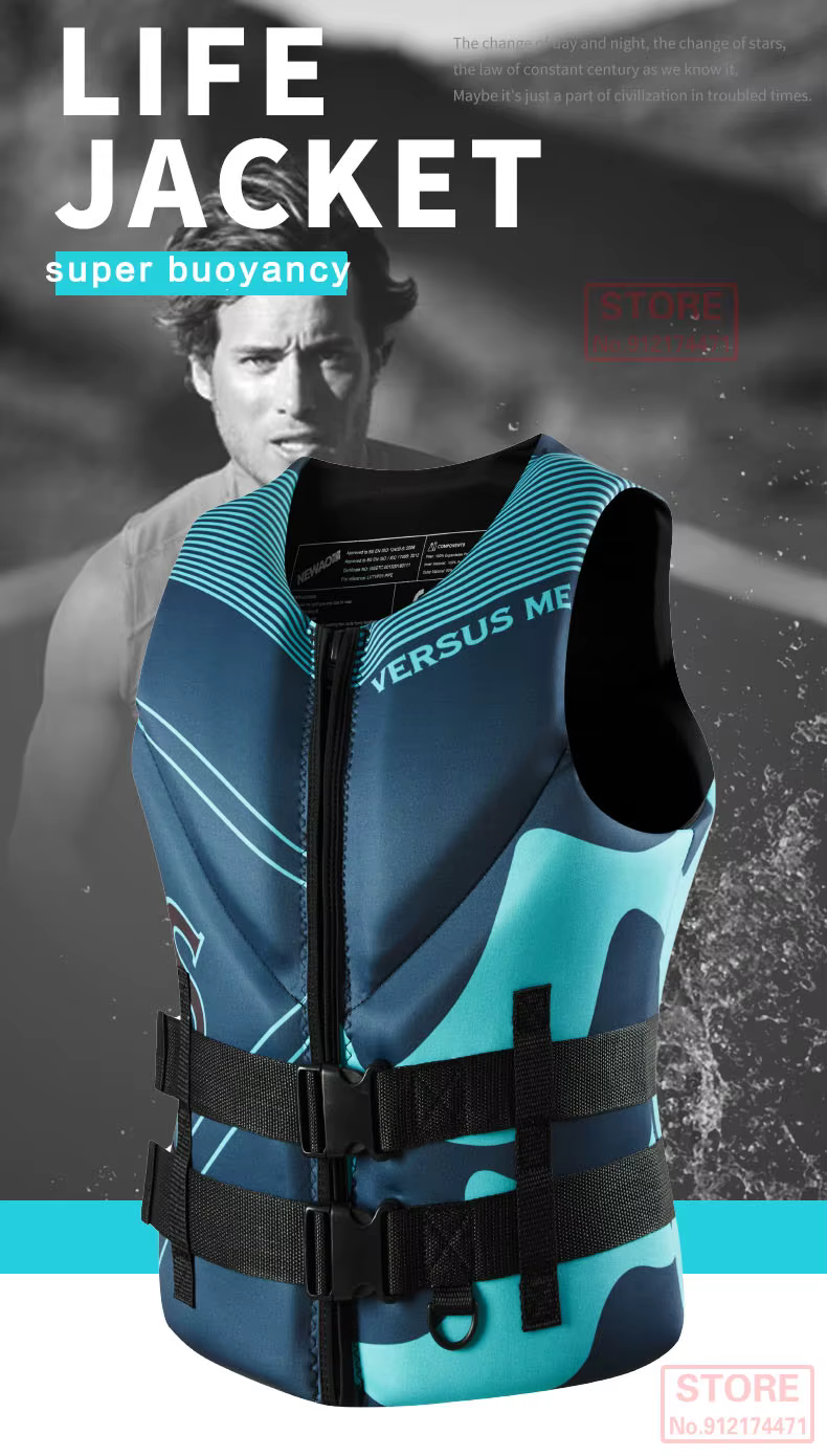 Gilet de sauvetage pour adultes Sports nautiques Natation Surf Raft Kayak Pêche Jet Ski Gilet de sauvetage Super Flottabilité Néoprène Gilets de sauvetage