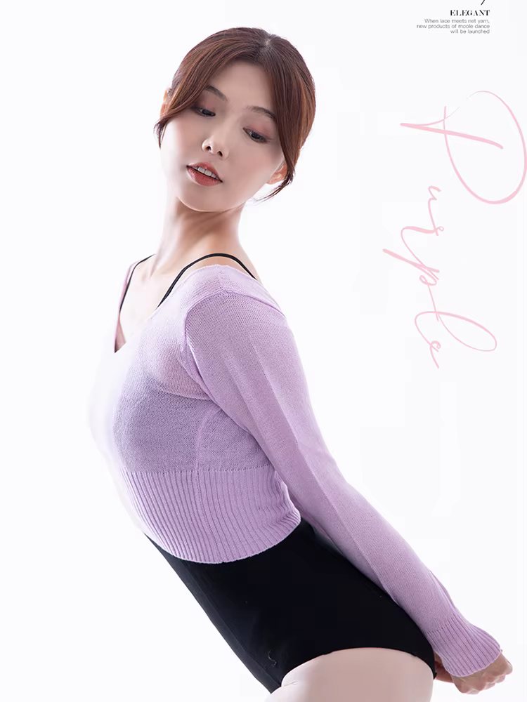 Pulls de ballet pour filles, en acrylique doux, avec cardigan tricoté taille haute, idéal pour les sports en salle climatisée