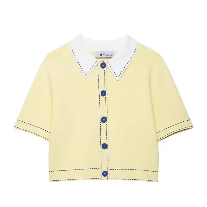 Automne tricoté décontracté col Polo pull femmes mode vêtements d'extérieur fibre de Polyester coupe-vent Style nouveauté