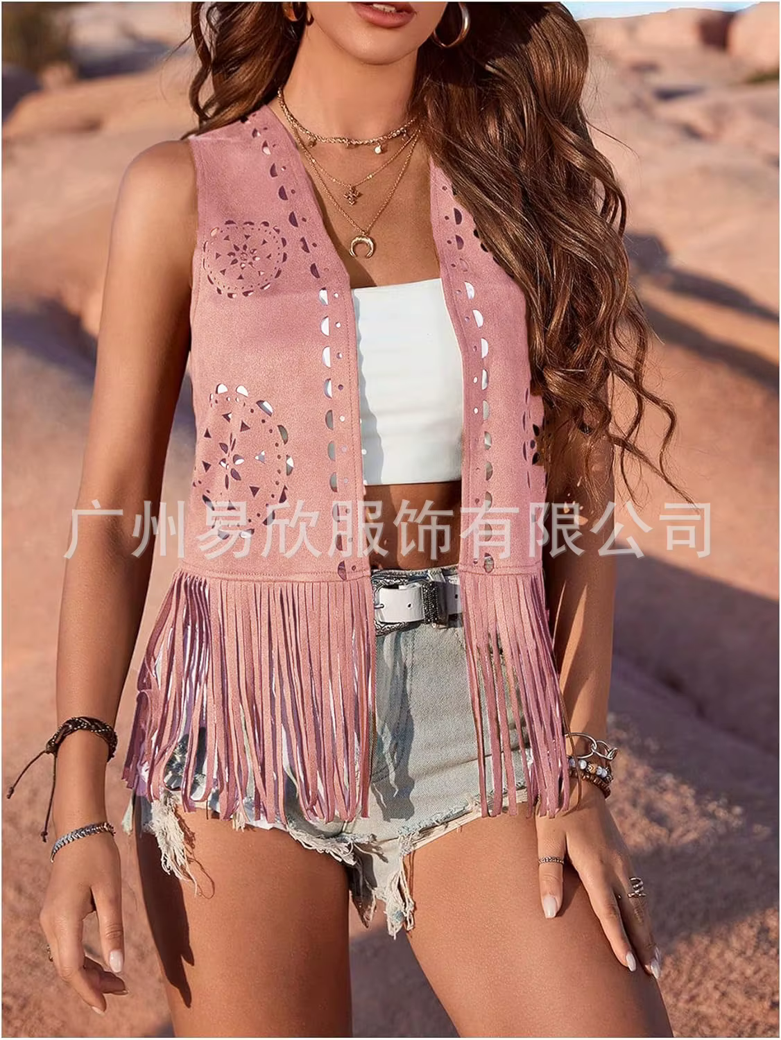 Gilet Western à franges pour femme
