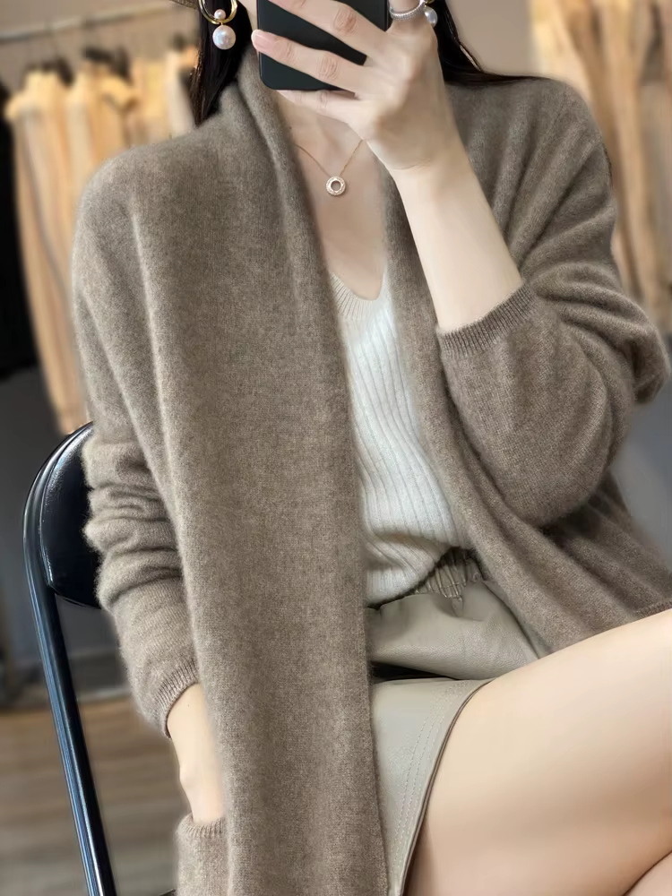 Cardigan en laine mérinos 100% pour femme