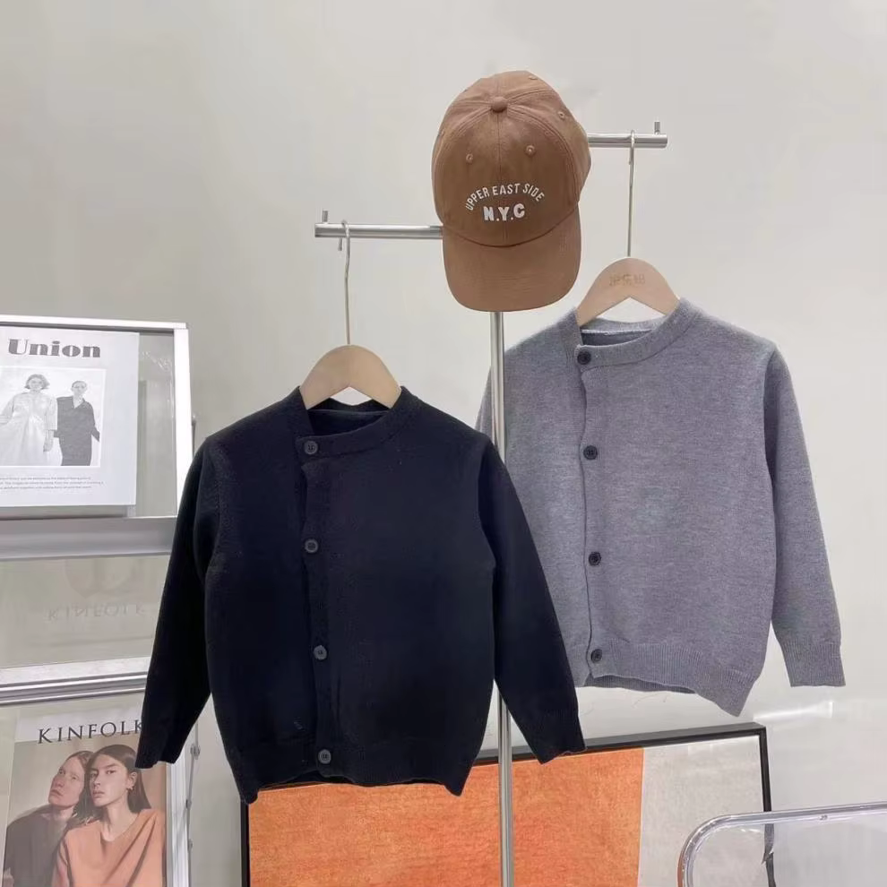 Cardigan tricoté pour bébé fille et garçon, pull à boutons irréguliers, couleur unie, vêtements d'hiver, de printemps et d'automne pour enfant de 2 à 12 ans