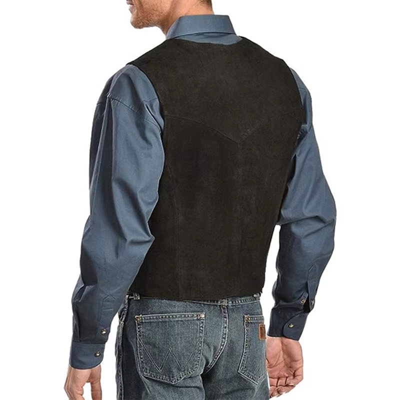 Veste Vintage sans manches à simple boutonnage pour hommes, gilet à ourlet incurvé, vêtements d'extérieur