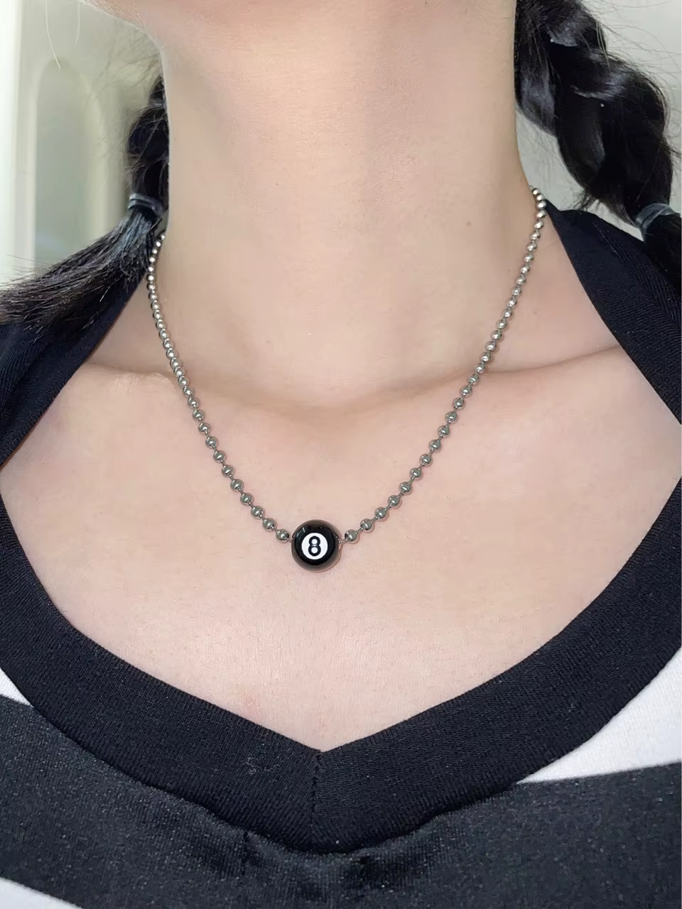 Mode européenne Hip Hop noir boule de billard pendentif collier Punk Rock cou chaînes tour de cou pour hommes femmes amant bijoux fête nouveau