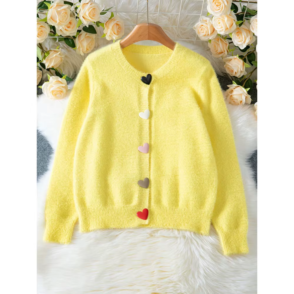 Cardigan jaune à manches longues pour femme