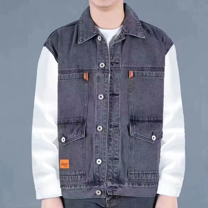 Gilet en jean rétro d'été tendance pour hommes, veste Cargo sans manches, vêtements de travail multi-poches