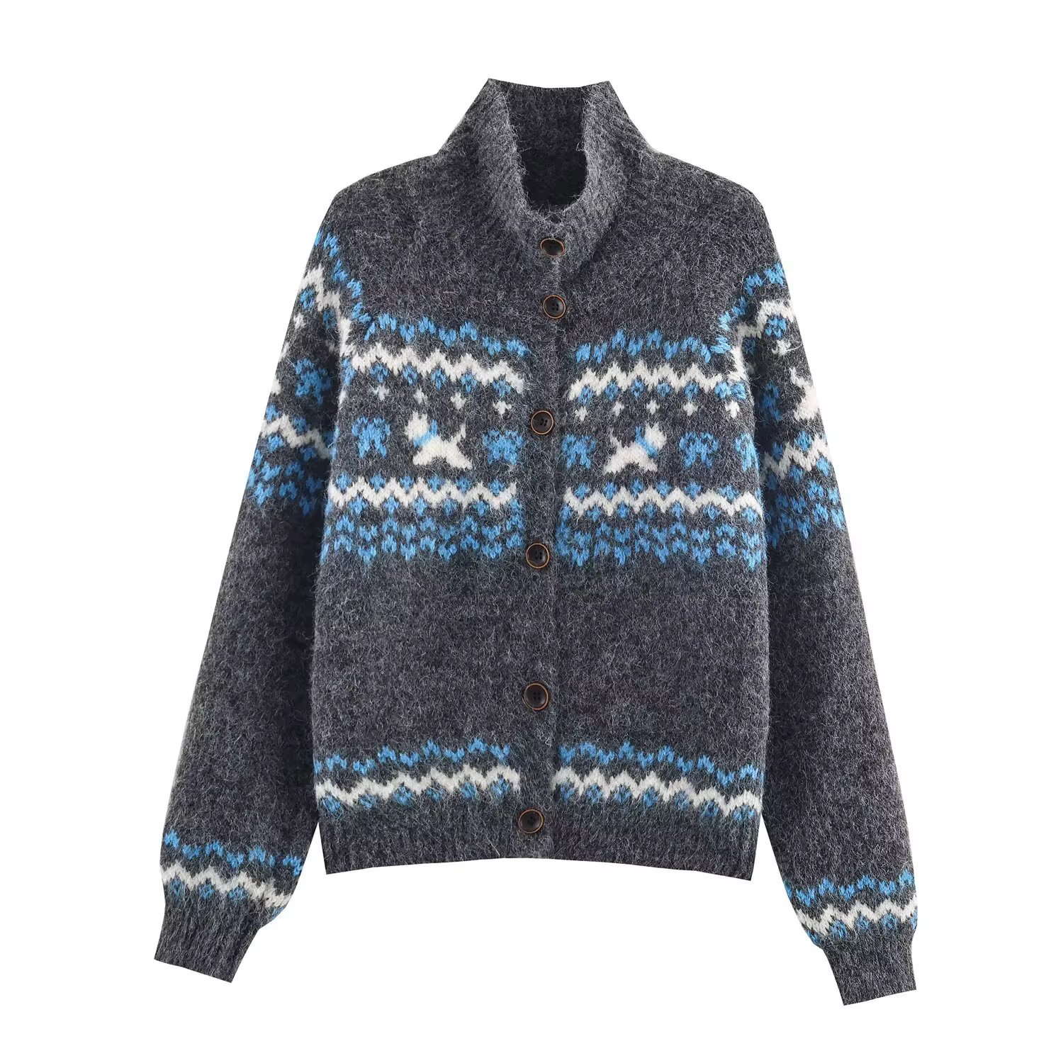 Cardigan tricoté Jacquard à manches longues pour femme