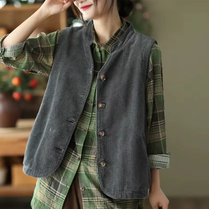 Gilet en velours côtelé pour femme