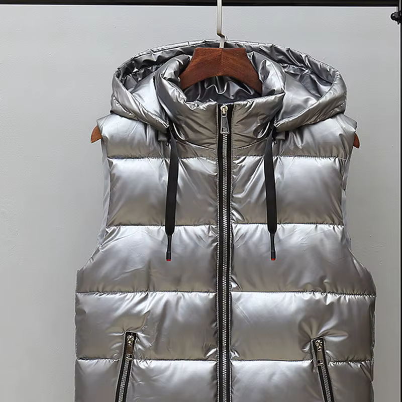 Veste à capuche en fibre brillante pour hommes, gilet chaud, manteau de couple, vêtements de mode masculine, hiver, automne, MY621