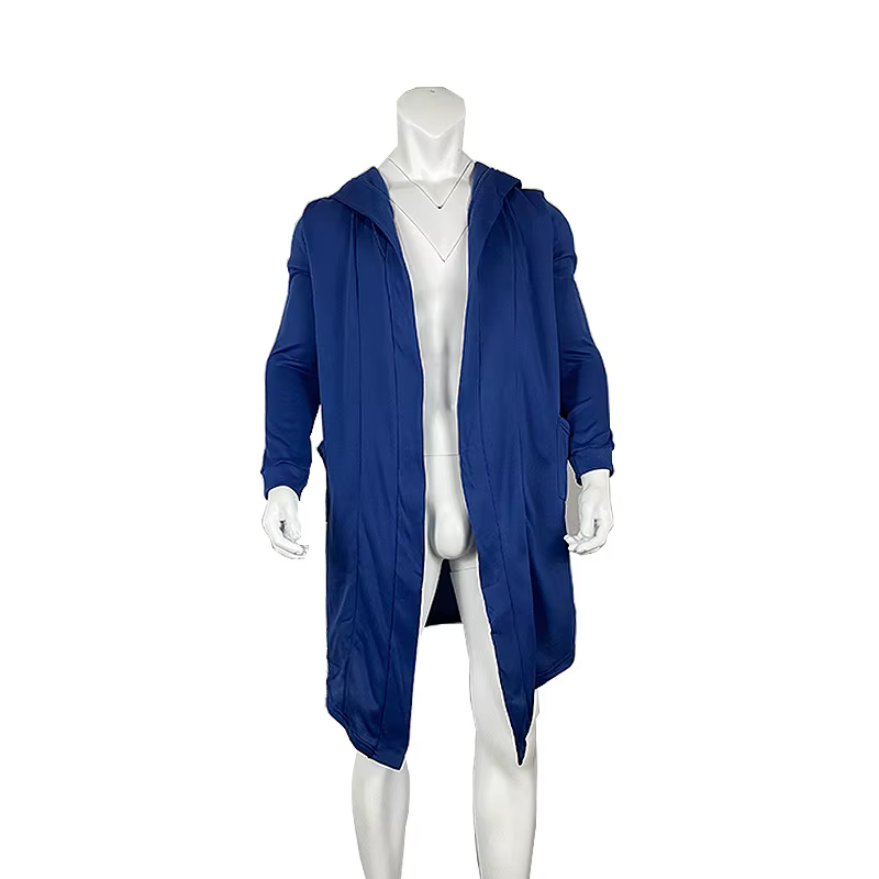Cardigan long à capuche pour homme avec manches longues et ouverture frontale, cape longue légère, veste coupe-vent et imperméable pour homme