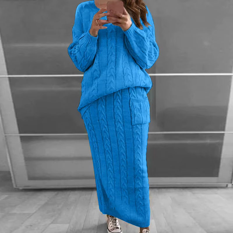 Ensemble pull et jupe en tricot pour femme, style bureau-dame, nouvelles couleurs automne-hiver 2023, occasions spéciales et quotidiennes