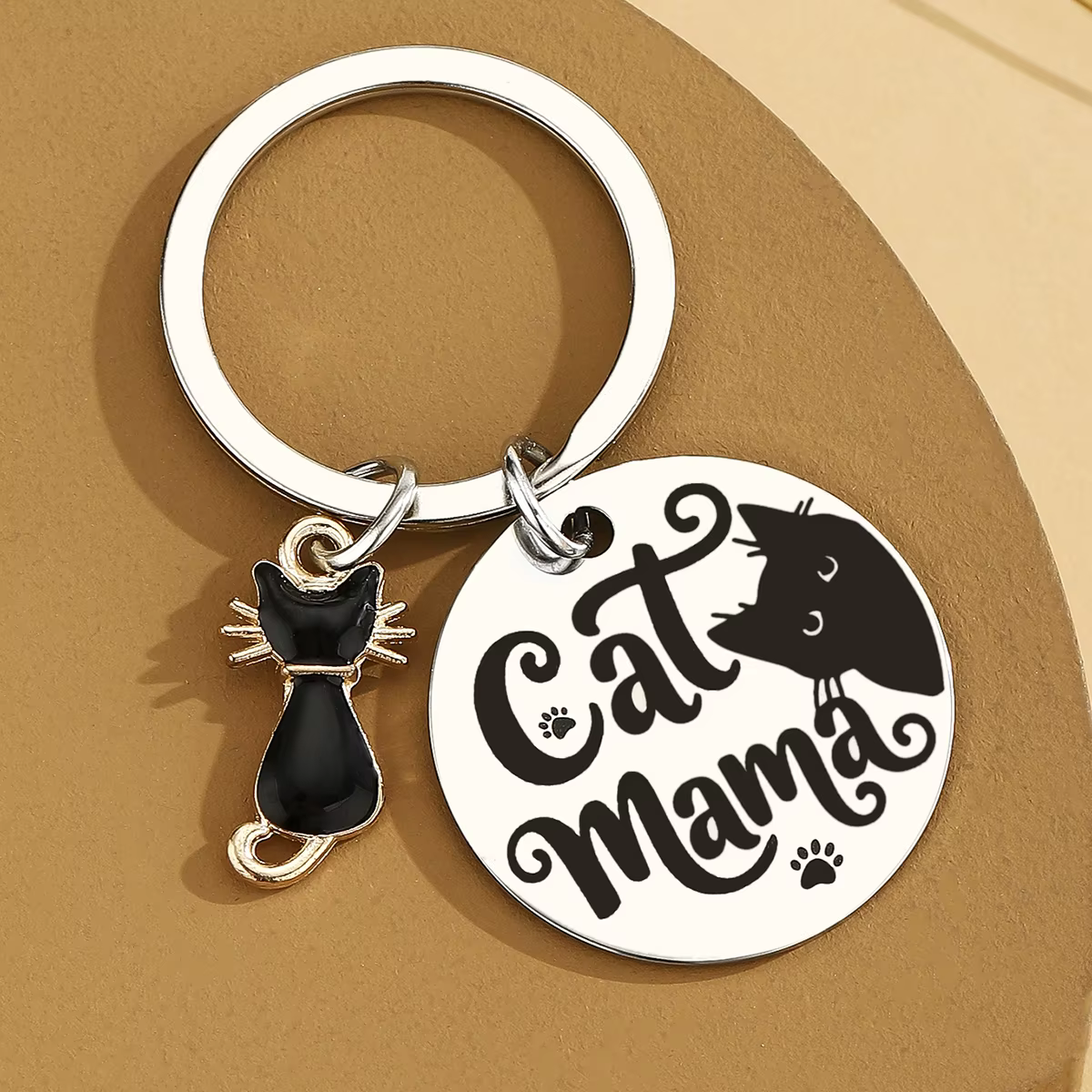 Chat maman cadeaux pour femmes anniversaire Unique chats noirs amant cadeau pour femmes filles drôle Halloween chat dame porte-clés cadeau
