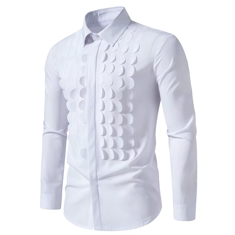 Chemises à manches longues pour hommes, col Henry à double boutonnage, vêtements décontractés pour hommes, chemise Hemd zones me, S42