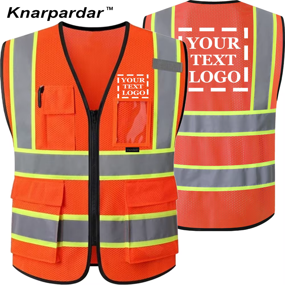 Gilet de travail noir et rose personnalisable avec votre logo – Veste de travail, vêtements de travail avec logo d'entreprise, gilet de chantier extérieur