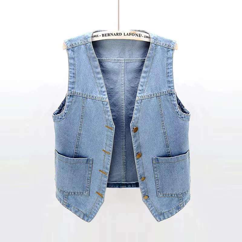 Printemps été coréen court Denim gilet femmes Vintage noir sans manches veste jean décontracté gilets femme