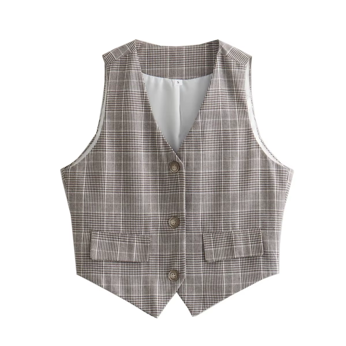 Gilet EAEOVNI en polyester gris avec décoration bouton pour femmes, veste courte et élégante pour les occasions estivales