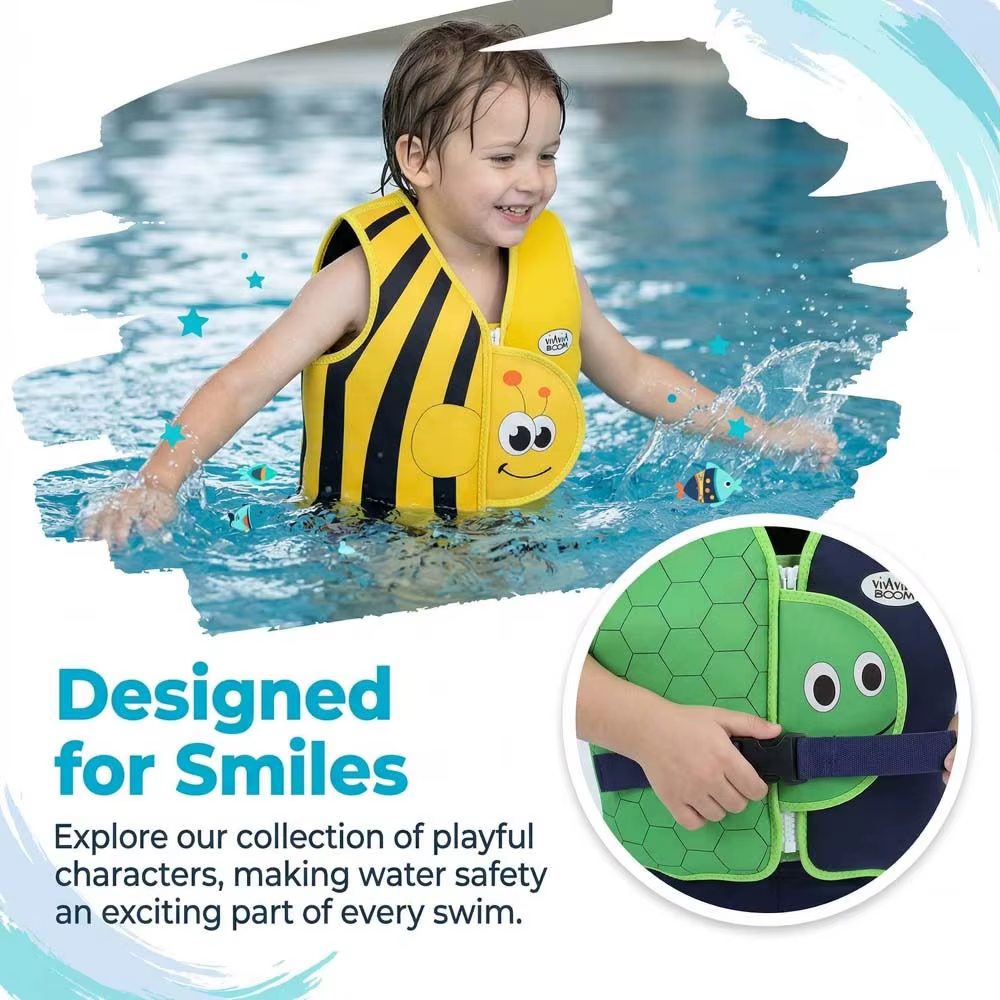 Gilet de flottabilité pour enfant anti-chute, anti-basculement, stable, pour bébé, à motif de dessin animé, réglable, pour l'été