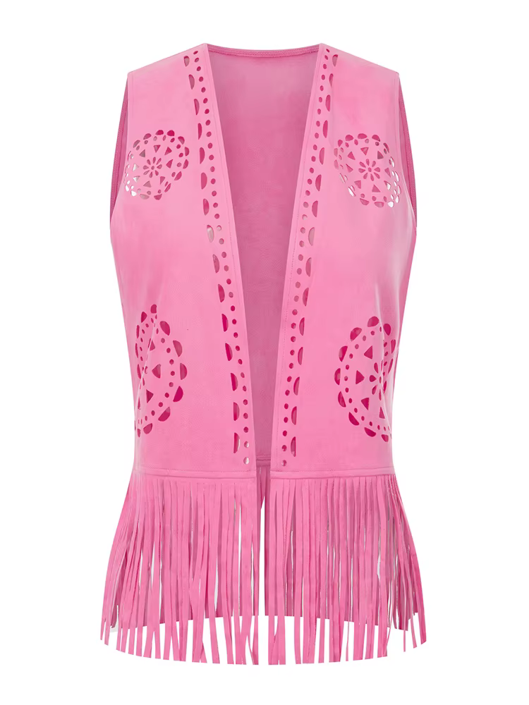 Gilet en Faux daim à franges pour femmes