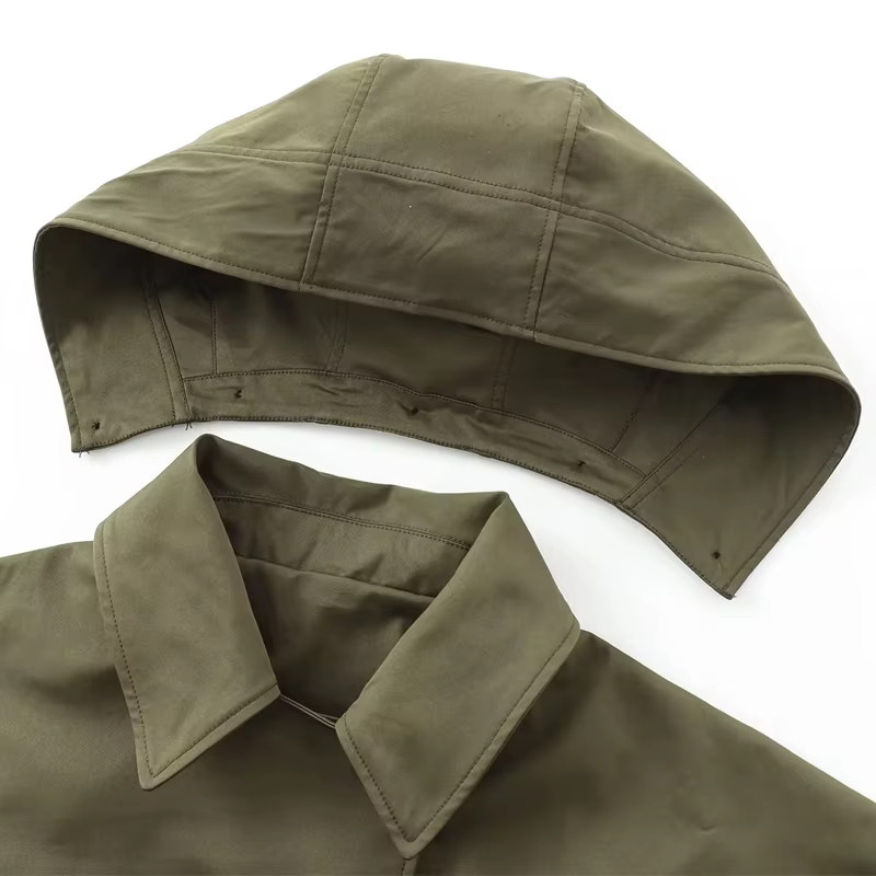 HXAO vert chaud hiver vestes à capuche femmes 2024 automne extérieur surdimensionné Bomber veste manteaux Demi-saison coupe-vent vêtements d'extérieur