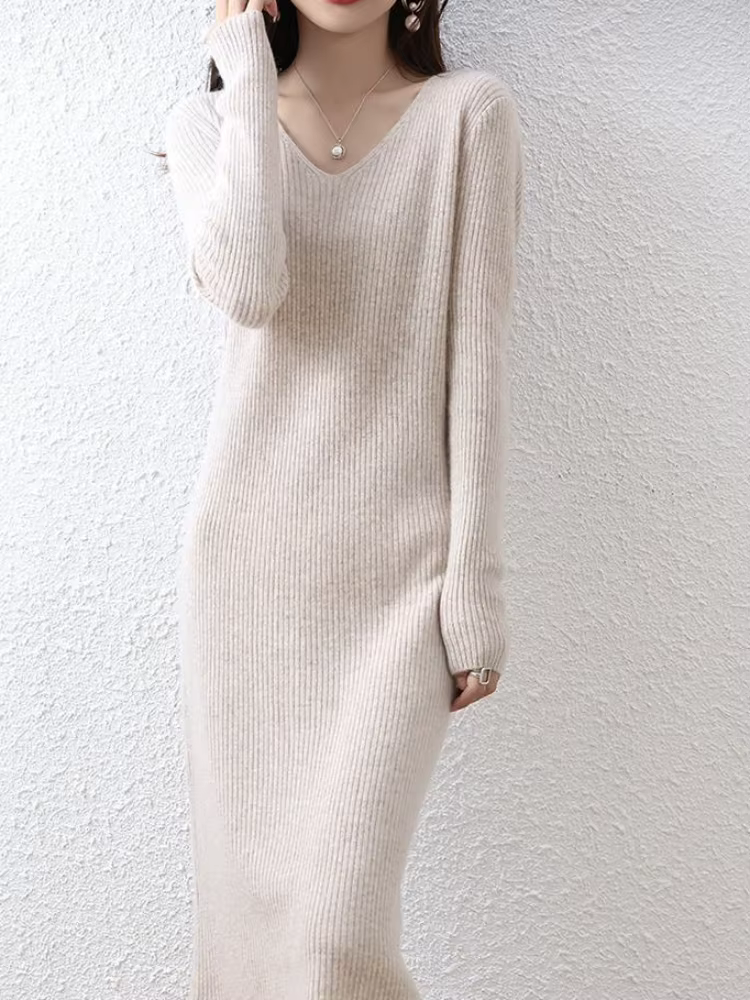 Robes pour femmes col en V Crochet Sexy audacieux femme robe couvrir vêtements Midi moulante longueur au genou solide chaud concepteur tricoté