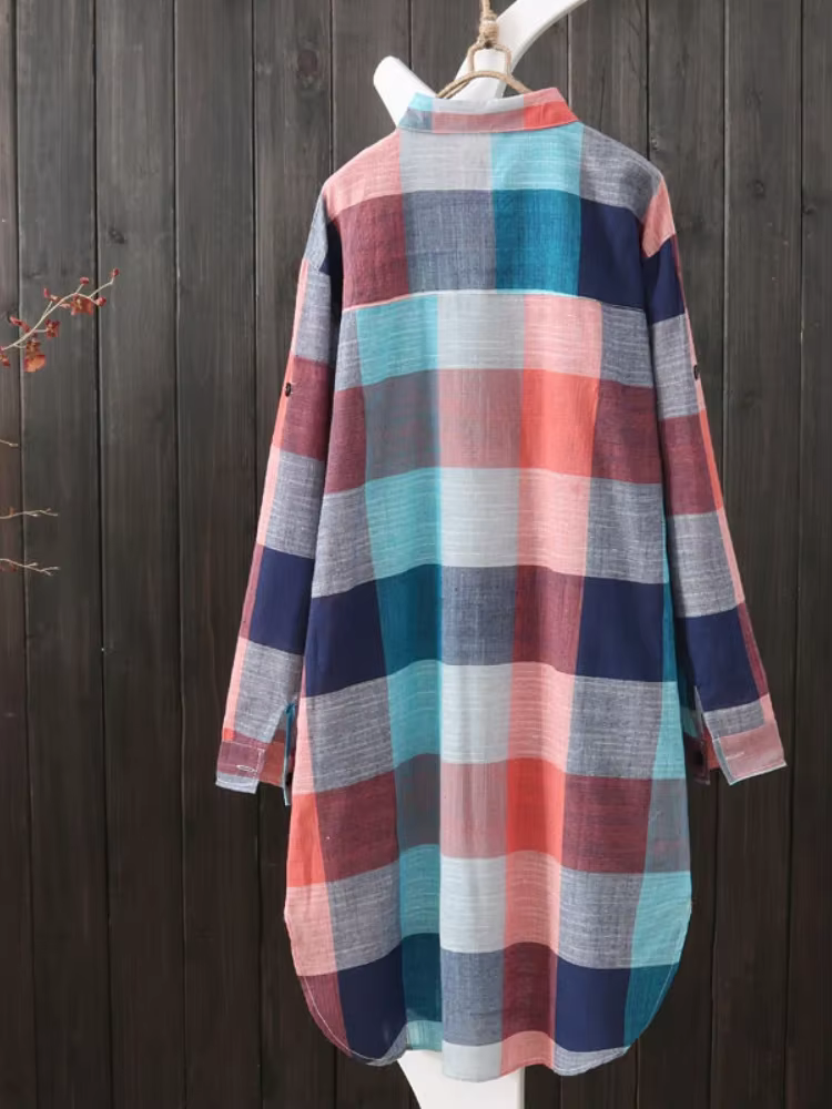 Chemise en coton à carreaux pour femmes