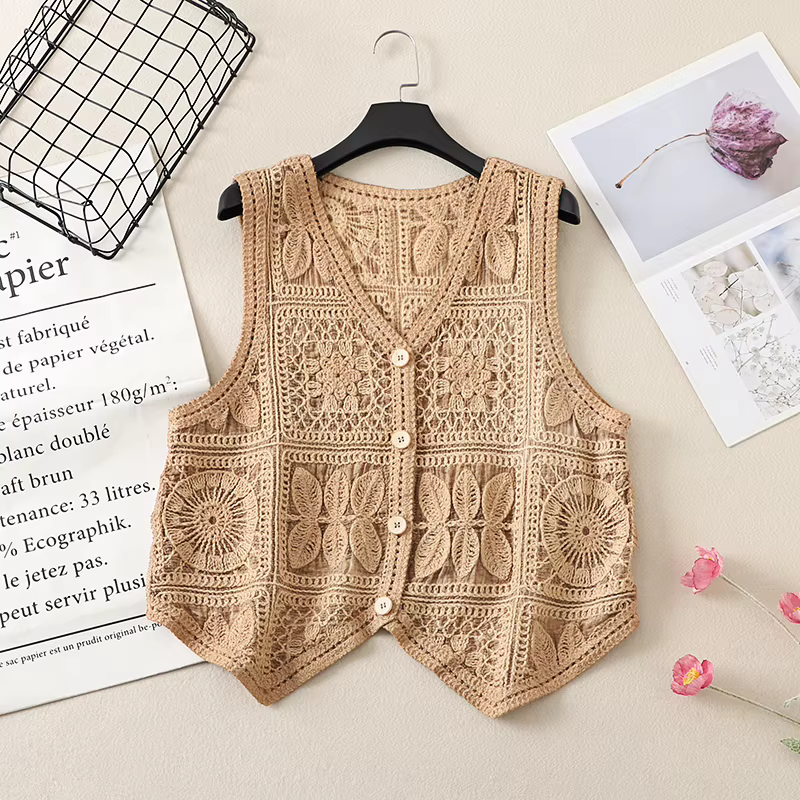 Gilet en dentelle au Crochet pour femmes