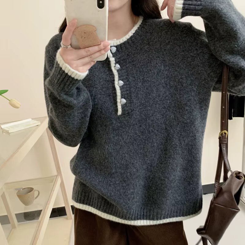 Pull à col rond pour femmes, Style automne-hiver, pull superposé à la mode, haut de Base Unique de Style coréen