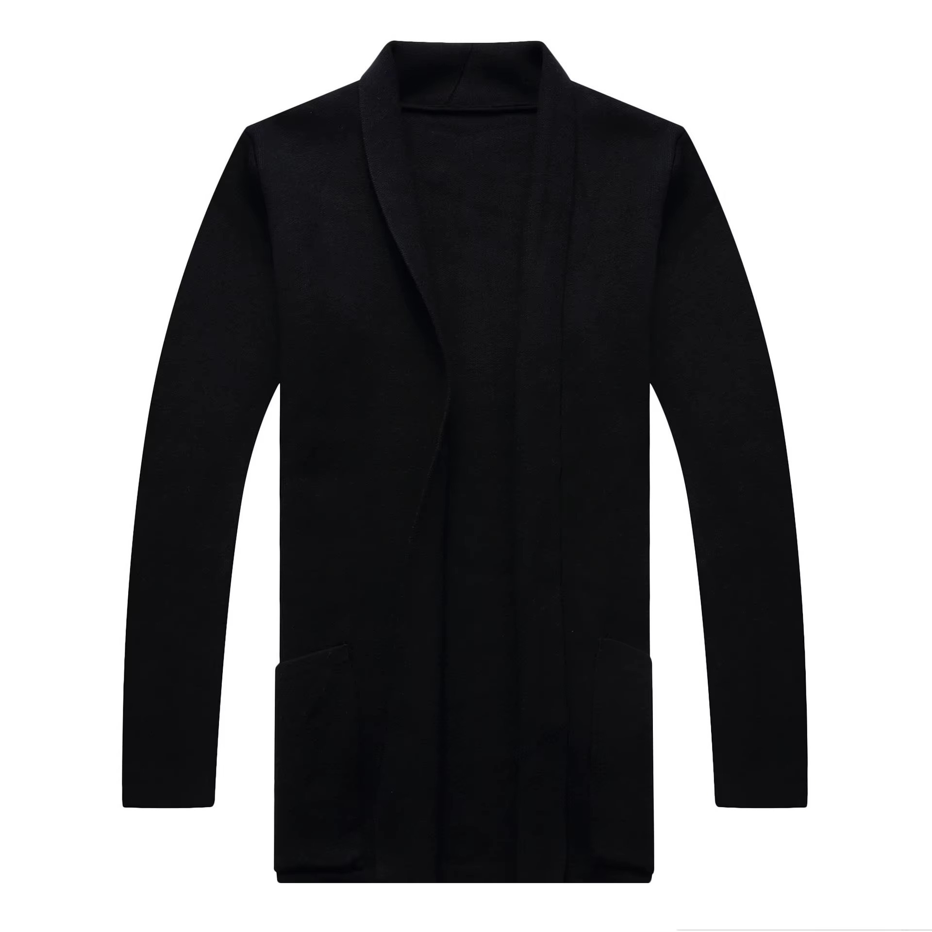 Cardigan long en tricot pour homme 2026, veste décontractée à la mode, poche, cardigan pour homme, pull, hauts pour homme, manteaux