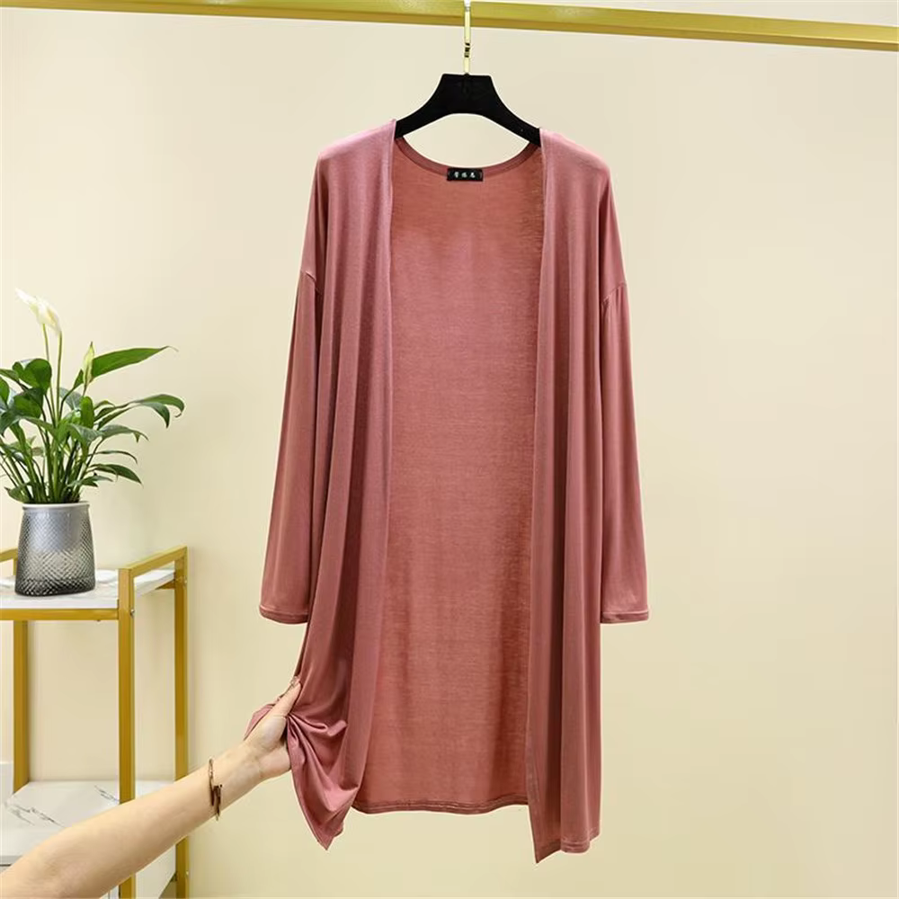 Cardigan mi-long en modal pour femme