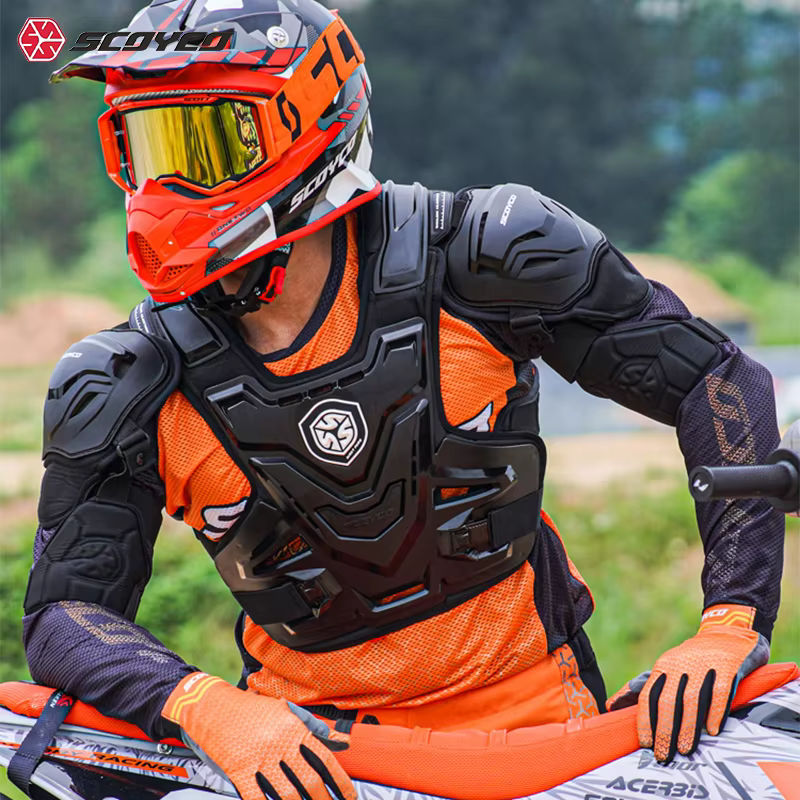SCOYCO Moto armure gilet Protection veste Motocross corps armure gilet Dirt Bike vtt poitrine dos équipement de Protection Moto équipement