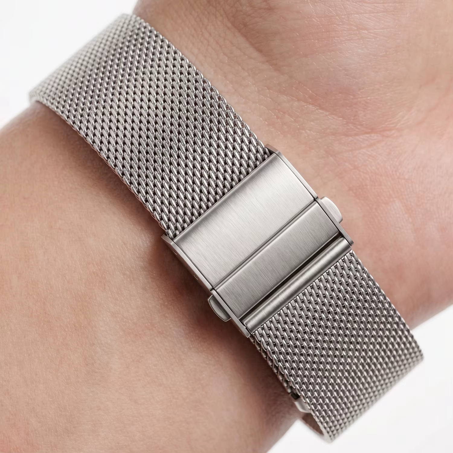 Bracelet de montre en maille milanaise, en acier inoxydable, argent, noir, fermoir à déploiement, 16mm, 18mm, 20mm, 22mm, 24mm