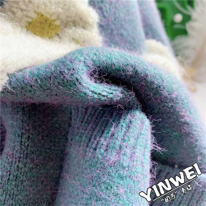 Bleu mouton dessin animé col en v à manches longues pull tricoté en vrac femmes Cardigan mode coréenne hiver épais