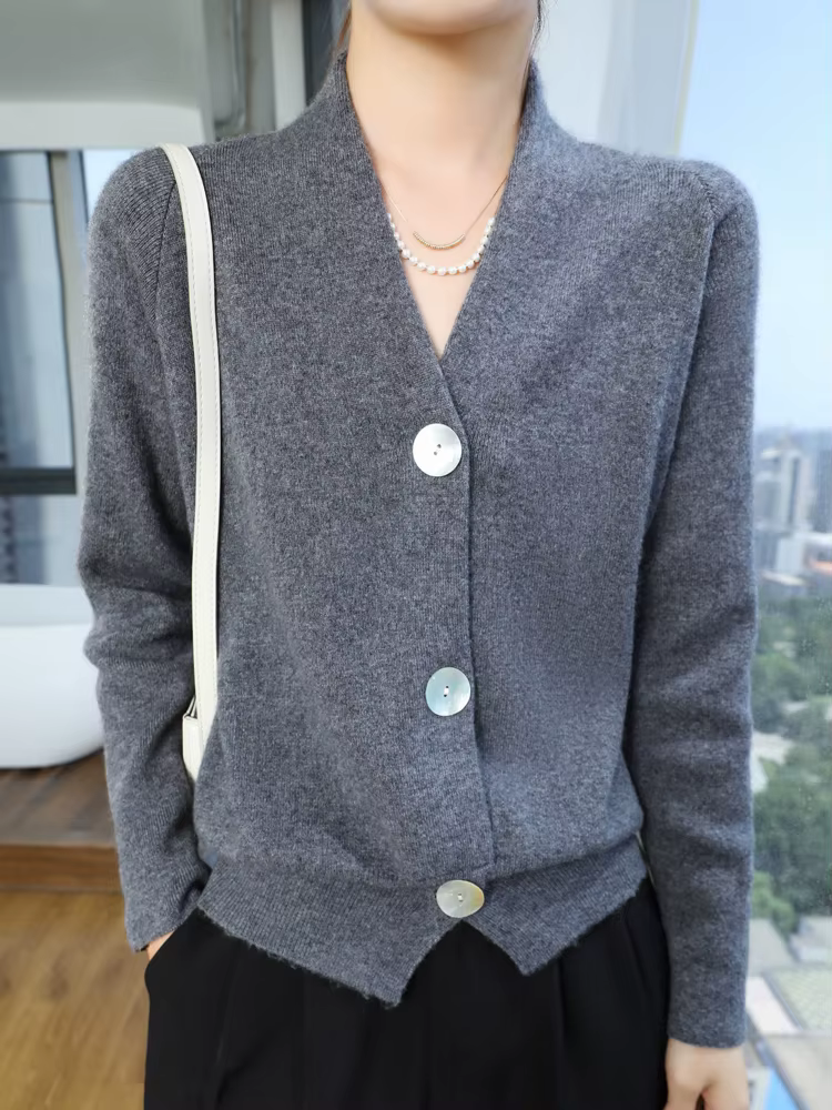 Femmes pull en cachemire col en v Cardigan automne hiver 30%