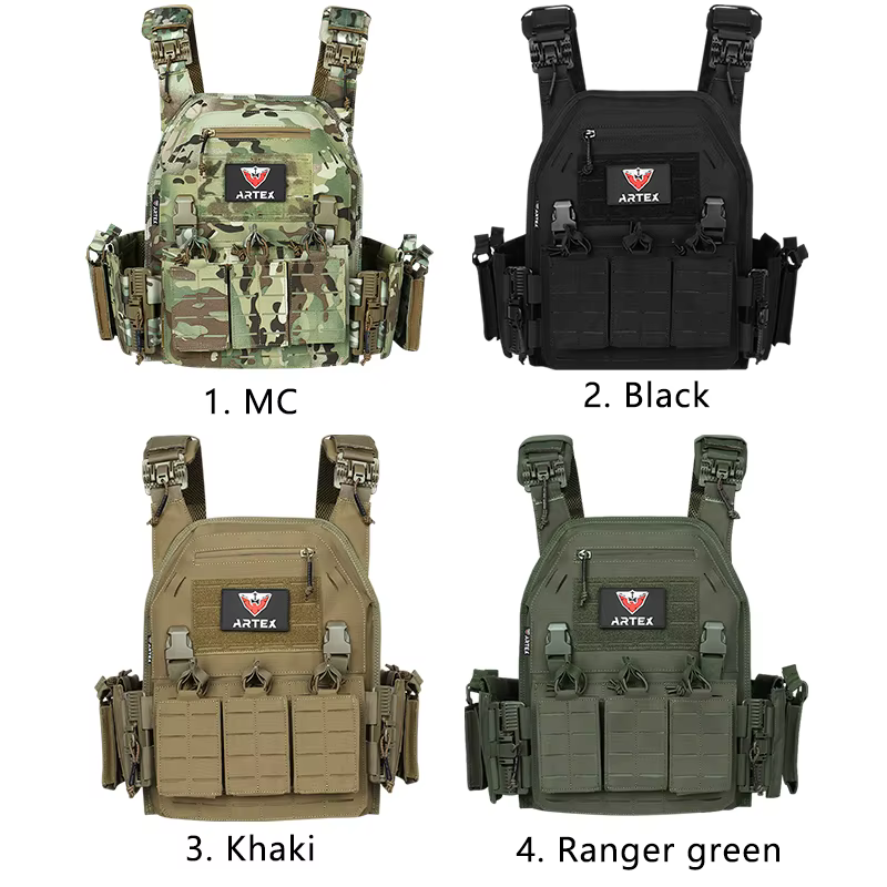 Gilet tactique porte-plaque de Paintball, tissu 1000D, porte-plaque à dégagement rapide, plaque découpée au Laser avec Triple pochette pour magazines 
