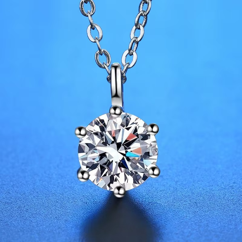 Nouveau 2ct Moissanite 925 collier en argent Sterling pendentif chaîne bijoux fins pour femme mariage scintillant classique fête mode