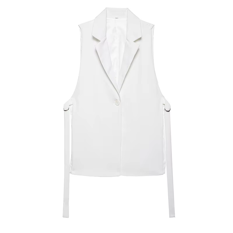 Willshela femmes mode solide à lacets gilet col en v simple bouton sans manches vestes femme Chic dame tenue débardeurs