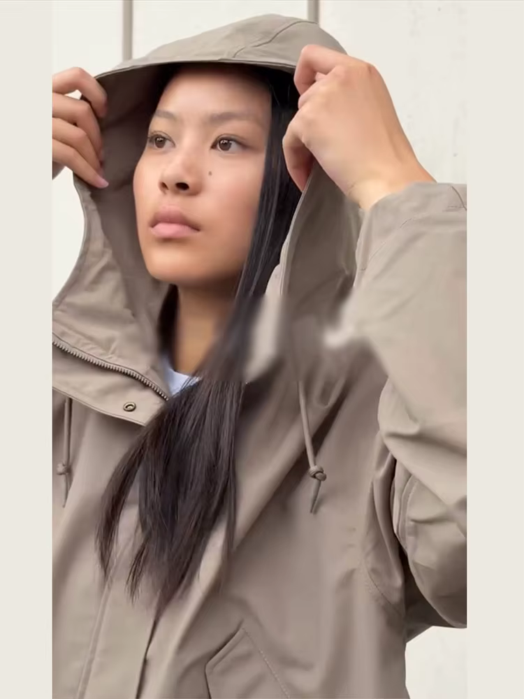 Vestes courtes décontractées à capuche pour femmes, manteaux à col montant avec boutons amples, hauts de couleur unie, vêtements d'extérieur d'automne