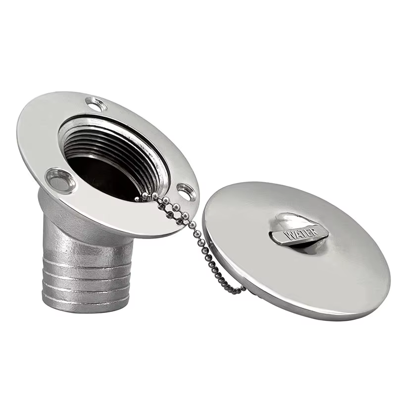 Bateau en acier inoxydable 316 1-1/2"(38mm)/2"(50mm) col coudé 45 °   Matériel de remplissage/bouchon de remplissage de pont d'eau sans clé à travers le matériel du coque