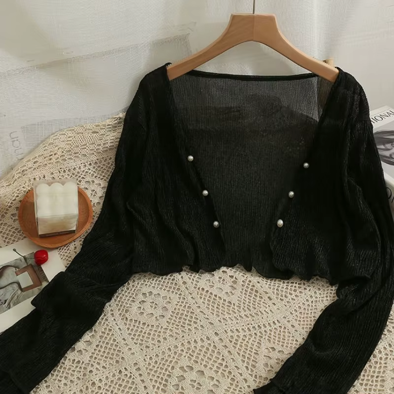 Cardigans Respirants à Simple Boutonnage pour Femme